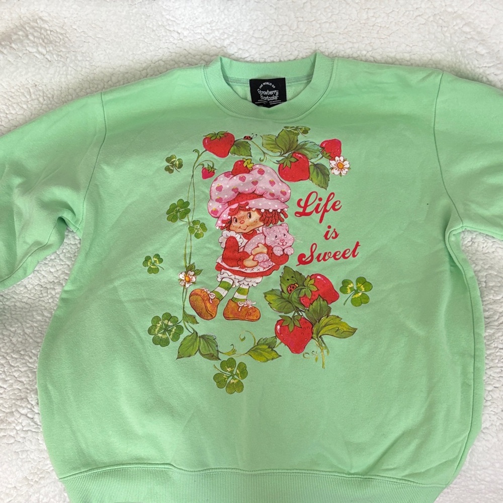 Green Graphic strawberry shortcake Women's Sweater